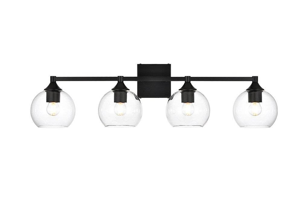Elegant Furniture & Lighting - Foster 4 light Black and Clear Bath Sconce - LD7308W33BLK veiw 1