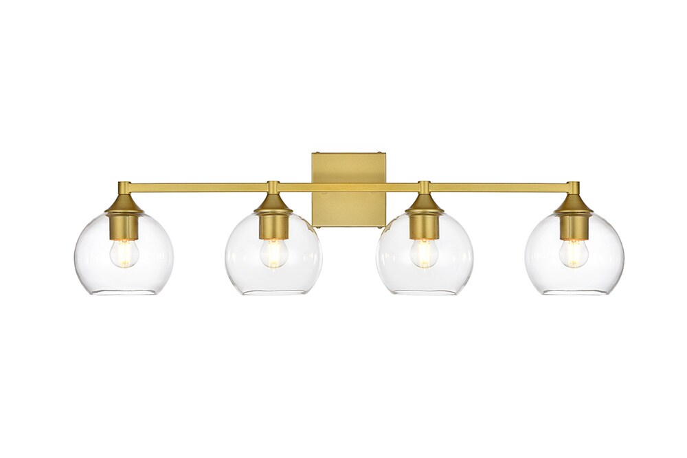 Elegant Furniture & Lighting - Foster 4 light Brass and Clear Bath Sconce - LD7308W33BRA veiw 1