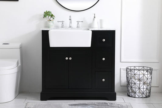 Elegant Furniture & Lighting - Franklin 36 inch Single bathroom vanity in black - VF60236BK veiw 2