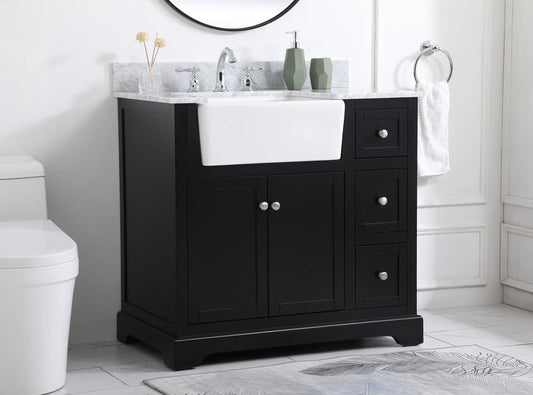 Elegant Furniture & Lighting - Franklin 36 inch Single bathroom vanity in black with backsplash - VF60236BK-BS veiw 3