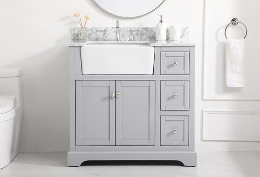 Elegant Furniture & Lighting - Franklin 36 inch Single bathroom vanity in grey with backsplash - VF60236GR-BS veiw 2