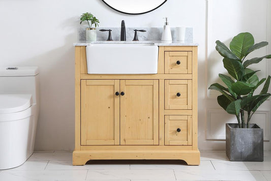 Elegant Furniture & Lighting - Franklin 36 inch Single bathroom vanity in natural wood with backsplash - VF60236NW-BS veiw 2