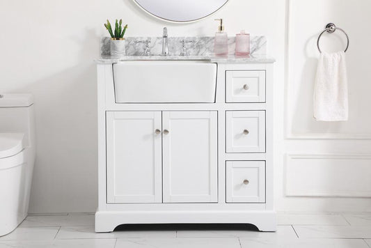 Elegant Furniture & Lighting - Franklin 36 inch Single bathroom vanity in white with backsplash - VF60236WH-BS veiw 2