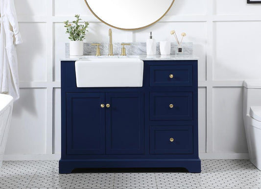 Elegant Furniture & Lighting - Franklin 42 inch Single bathroom vanity in blue with backsplash - VF60242BL-BS veiw 2