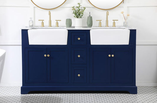 Elegant Furniture & Lighting - Franklin 60 inch double bathroom vanity in blue - VF60260DBL veiw 2