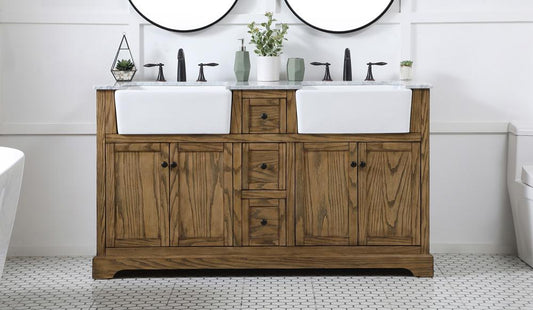 Elegant Furniture & Lighting - Franklin 60 inch double bathroom vanity in driftwood - VF60260DDW veiw 2