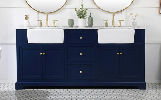 Elegant Furniture & Lighting - Franklin 72 inch double bathroom vanity in blue - VF60272DBL veiw 2