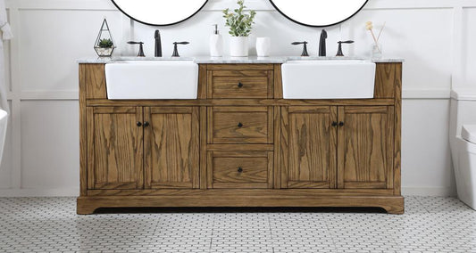 Elegant Furniture & Lighting - Franklin 72 inch double bathroom vanity in driftwood - VF60272DDW veiw 2