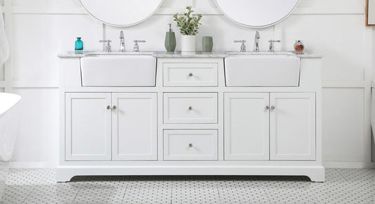 Elegant Furniture & Lighting - Franklin 72 inch double bathroom vanity in white - VF60272DWH veiw 2