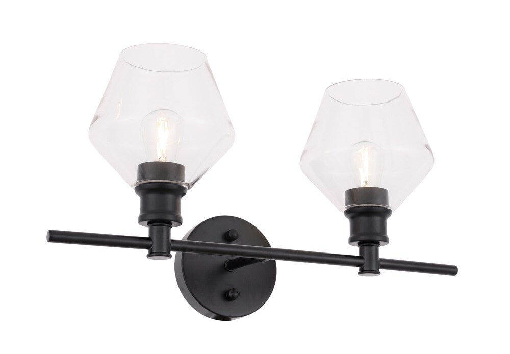Elegant Furniture & Lighting - Gene 2 light Black and Clear glass Wall sconce - LD2312BK veiw 17