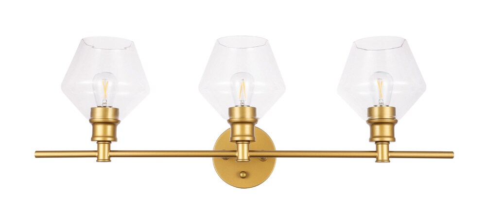 Elegant Furniture & Lighting - Gene 3 light Brass and Clear glass Wall sconce - LD2316BR veiw 1
