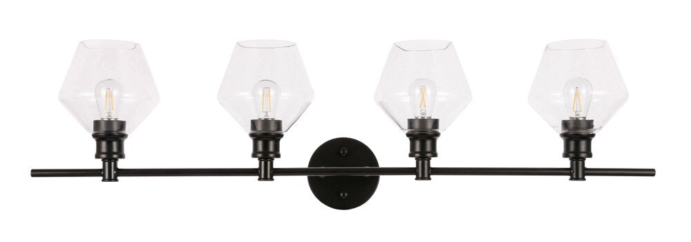 Elegant Furniture & Lighting - Gene 4 light Black and Clear glass Wall sconce - LD2320BK veiw 1
