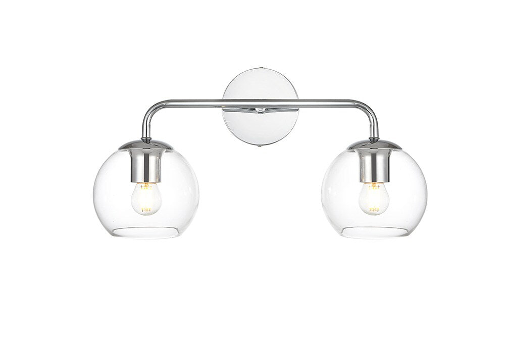 Elegant Furniture & Lighting - Genesis 2 light Chrome and Clear Bath Sconce - LD7321W19CH veiw 1