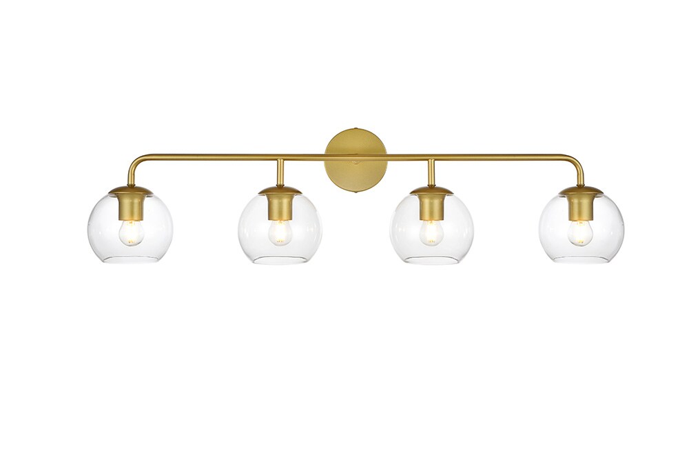 Elegant Furniture & Lighting - Genesis 4 light Brass and Clear Bath Sconce - LD7321W37BRA veiw 1