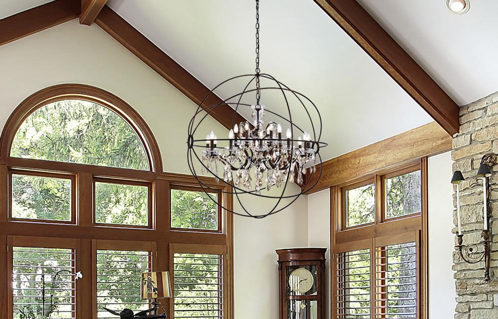 Elegant Furniture & Lighting - Geneva 18 light Dark Bronze Chandelier Golden Teak (Smoky) Royal Cut crystal - 1130G43DB-GT/RC veiw 1