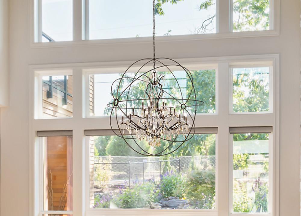 Elegant Furniture & Lighting - Geneva 25 light Dark Bronze Chandelier Clear Royal Cut crystal - 1130G60DB/RC veiw 1