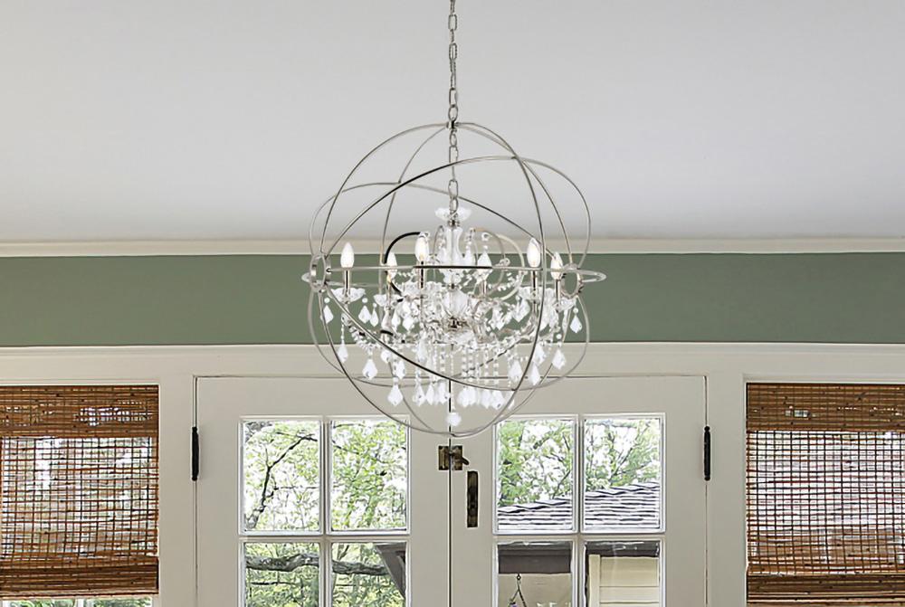 Elegant Furniture & Lighting - Geneva 6 light polished nickel Chandelier Clear Royal Cut crystal - 1130D32PN/RC veiw 1