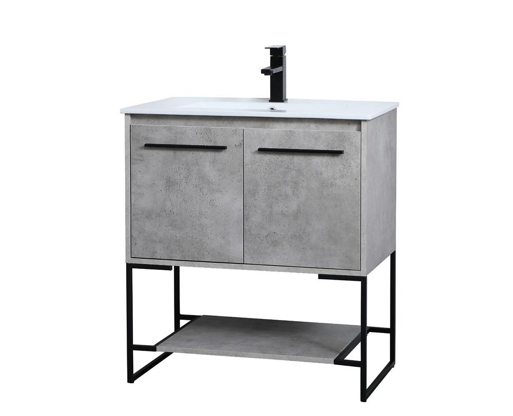 Elegant Furniture & Lighting - Gerard 30 inch Single Bathroom Vanity in Concrete Grey - VF42030CG veiw 8