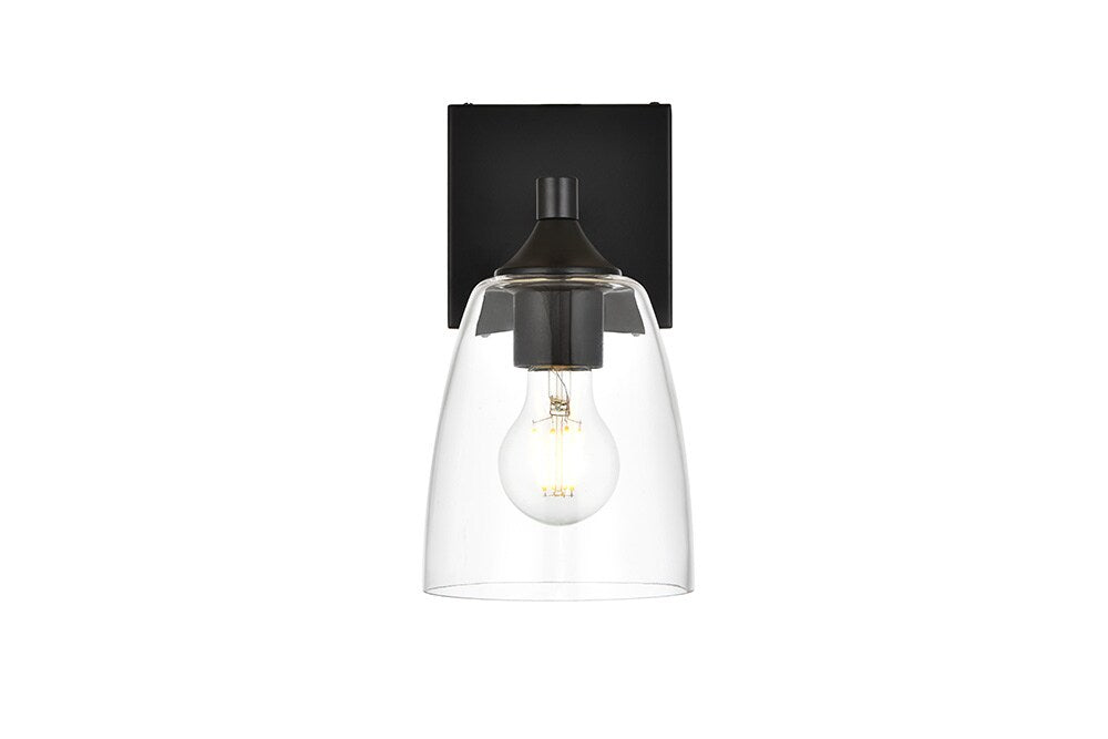 Elegant Furniture & Lighting - Gianni 1 light Black and Clear Bath Sconce - LD7307W5BLK veiw 1