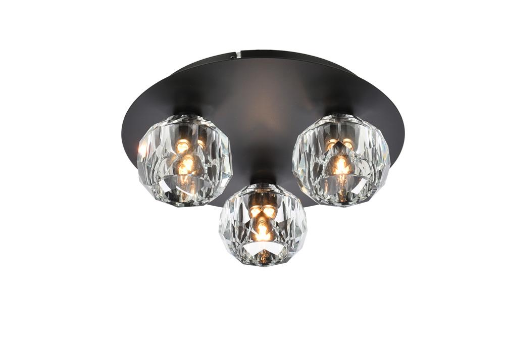 Elegant Furniture & Lighting - Graham 3 Light Ceiling Lamp in Black - 3509F12BK veiw 1