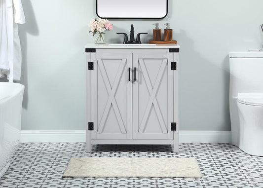 Elegant Furniture & Lighting - Grant 30 inch Single bathroom vanity in grey - VF90230GR veiw 2