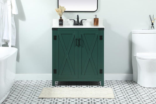 Elegant Furniture & Lighting - Grant 30 inch Single bathroom vanity in green with backsplash - VF90230MGN-BS veiw 2