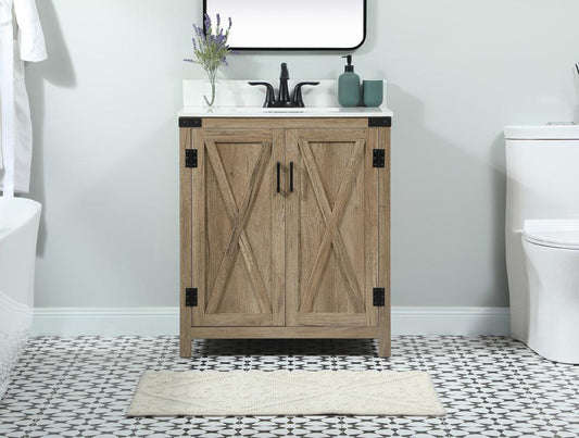 Elegant Furniture & Lighting - Grant 30 inch Single bathroom vanity in natural oak with backsplash - VF90230NT-BS veiw 2
