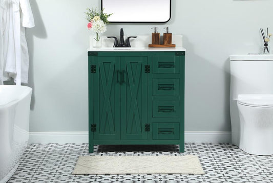 Elegant Furniture & Lighting - Grant 32 inch Single bathroom vanity in green with backsplash - VF90232MGN-BS veiw 2