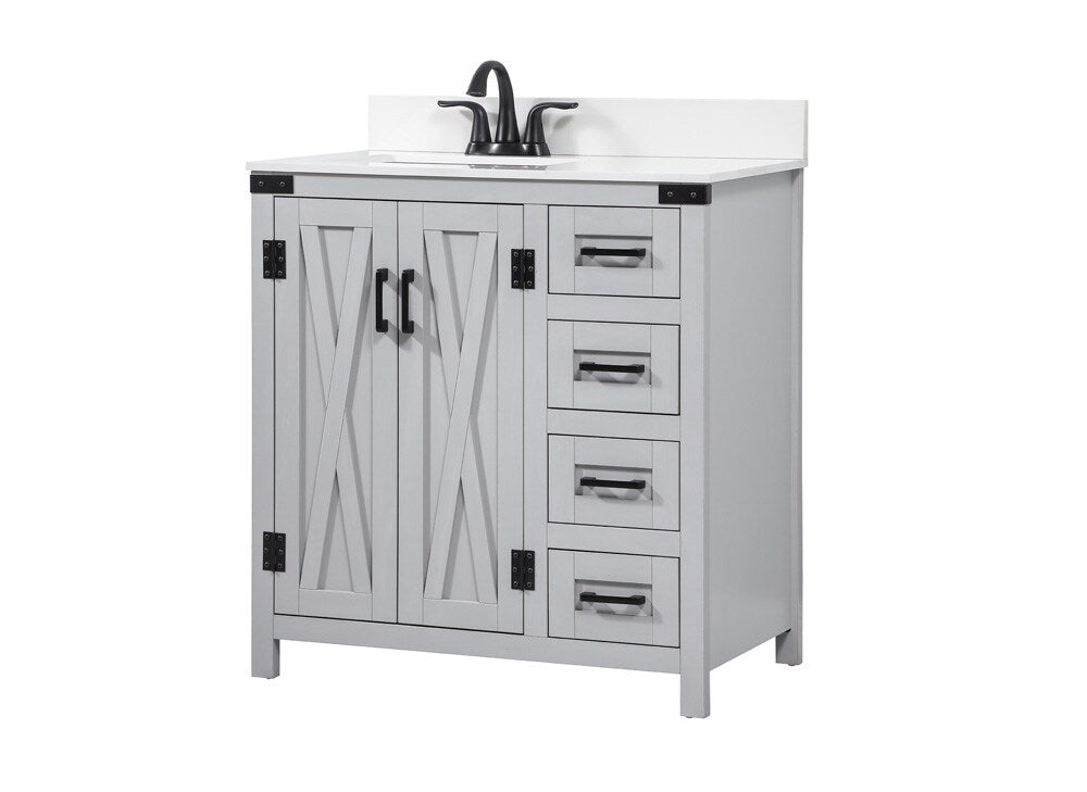 Elegant Furniture & Lighting - Grant 32 inch Single bathroom vanity in grey with backsplash - VF90232GR-BS veiw 9