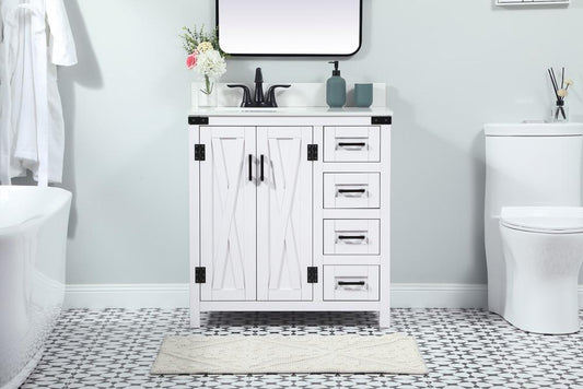 Elegant Furniture & Lighting - Grant 32 inch Single bathroom vanity in white with backsplash - VF90232WH-BS veiw 2