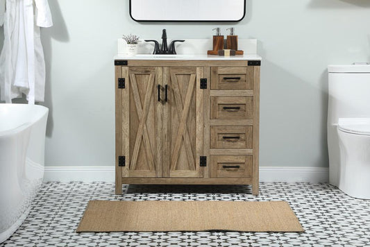 Elegant Furniture & Lighting - Grant 36 inch Single bathroom vanity in natural oak with backsplash - VF90236NT-BS veiw 2