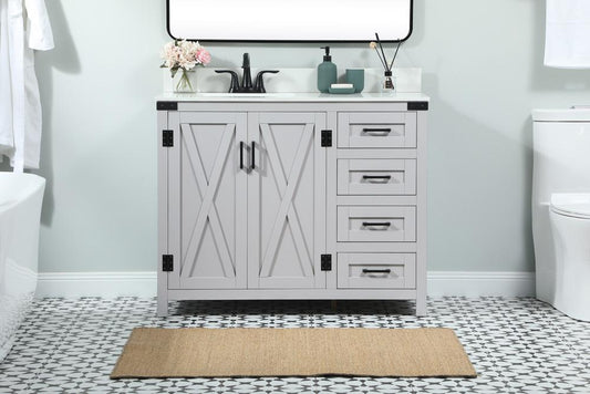 Elegant Furniture & Lighting - Grant 42 inch Single bathroom vanity in grey with backsplash - VF90242GR-BS veiw 2