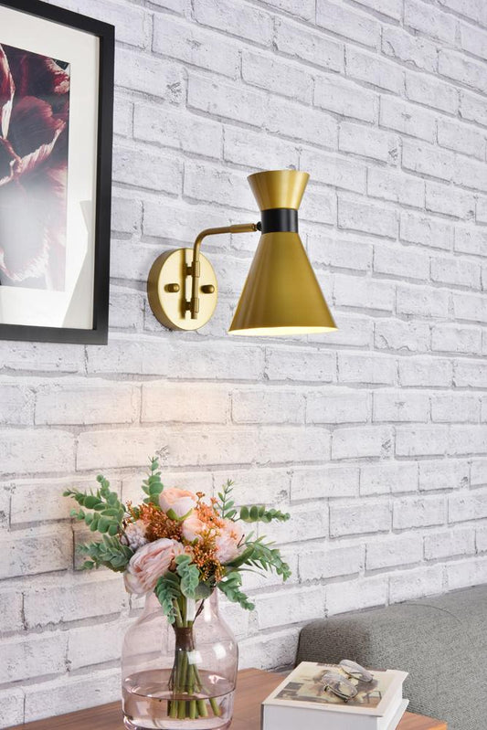Elegant Furniture & Lighting - Halycon 6 inch light brass wall sconce - LD2353BR veiw 2
