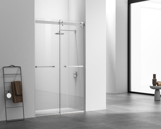 Elegant Furniture & Lighting - Hamilton Frameless shower door 48 x 76 Brushed Nickel - SD202-4876BNK veiw 2
