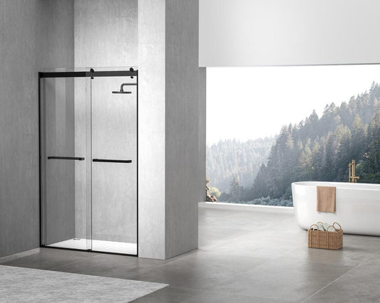 Elegant Furniture & Lighting - Hamilton Frameless shower door 48 x 76 Matte Black - SD202-4876MBK veiw 2