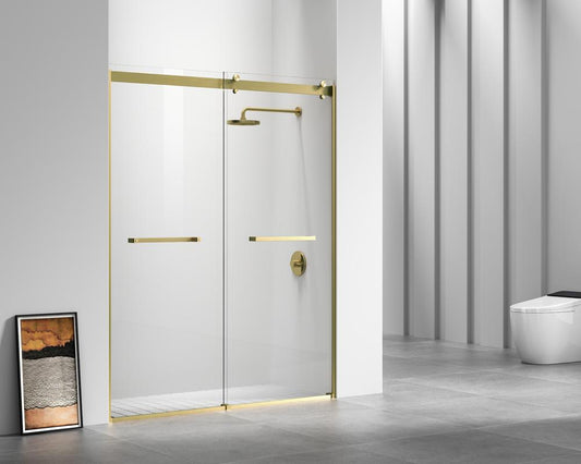 Elegant Furniture & Lighting - Hamilton Frameless shower door 60 x 76 Brushed Gold - SD202-6076BGD veiw 2