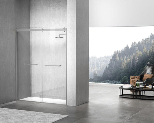 Elegant Furniture & Lighting - Hamilton Frameless shower door 60 x 76 Brushed Nickel - SD202-6076BNK veiw 2