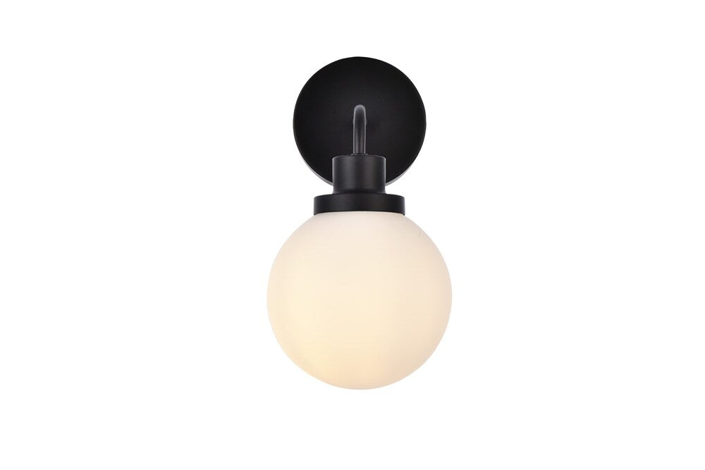Elegant Furniture & Lighting - Hanson 1 light bath sconce in black with frosted shade - LD7030W8BK veiw 1