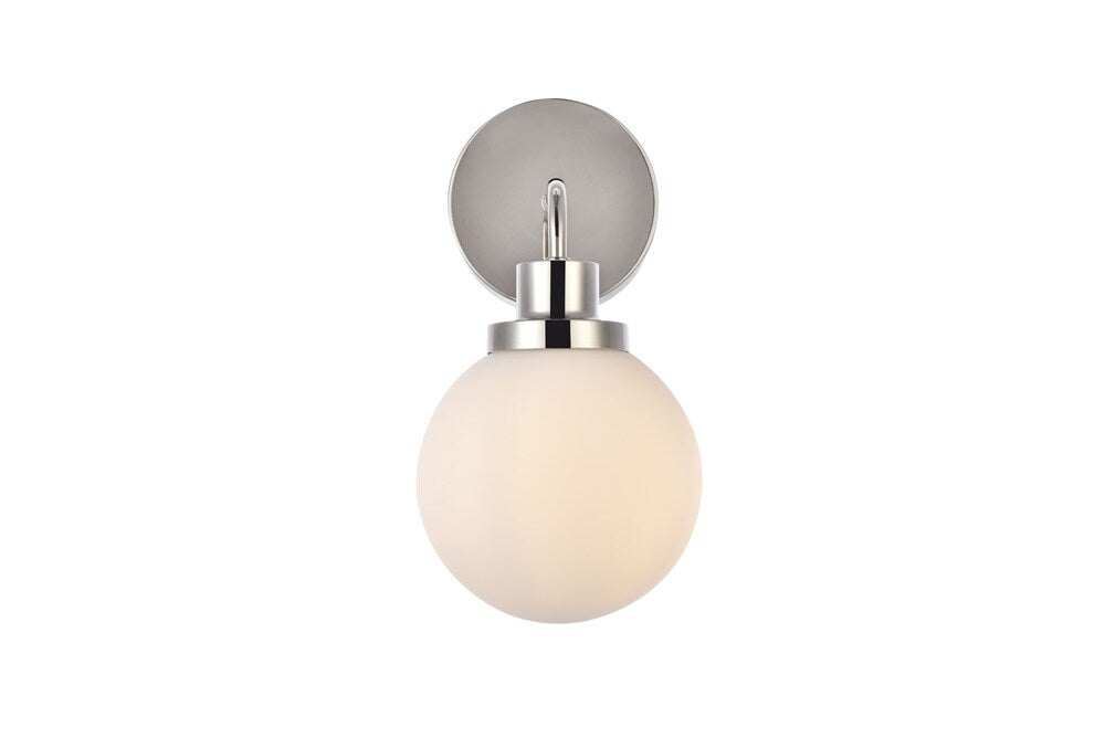 Elegant Furniture & Lighting - Hanson 1 light bath sconce in polished nickel with frosted shade - LD7030W8PN veiw 1