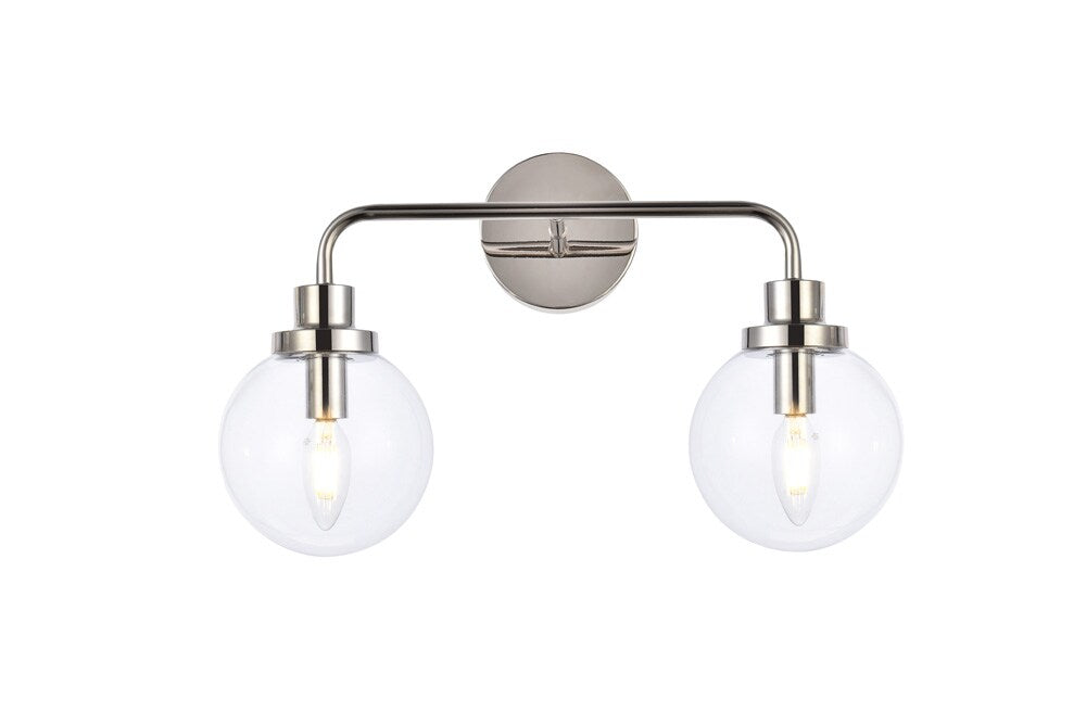 Elegant Furniture & Lighting - Hanson 2 lights bath sconce in polished nickel with clear shade - LD7033W19PN veiw 1
