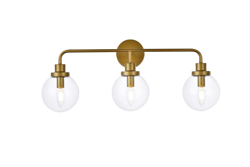 Elegant Furniture & Lighting - Hanson 3 lights bath sconce in brass with clear shade - LD7035W28BR veiw 1