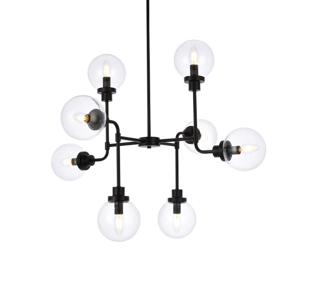 Elegant Furniture & Lighting - Hanson 8 lights pendant in black with clear shade - LD7039D36BK veiw 1