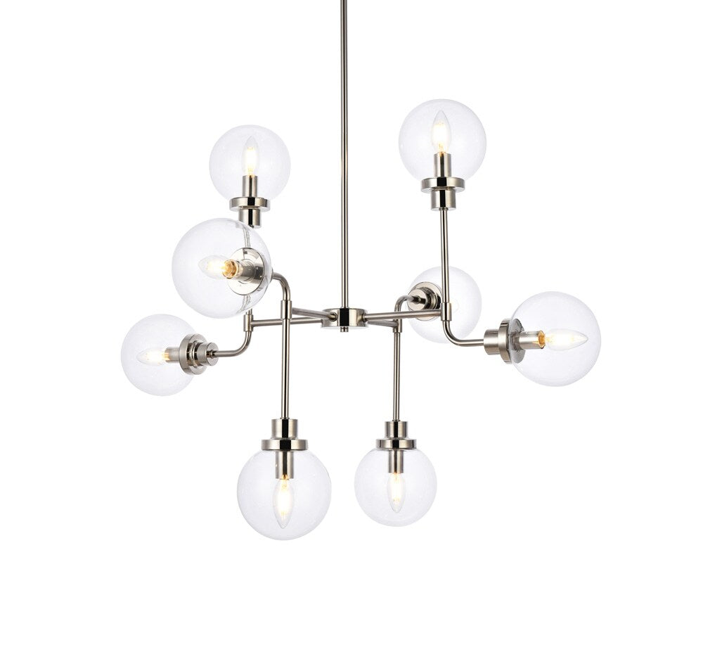 Elegant Furniture & Lighting - Hanson 8 lights pendant in polished nickel with clear shade - LD7039D36PN veiw 1