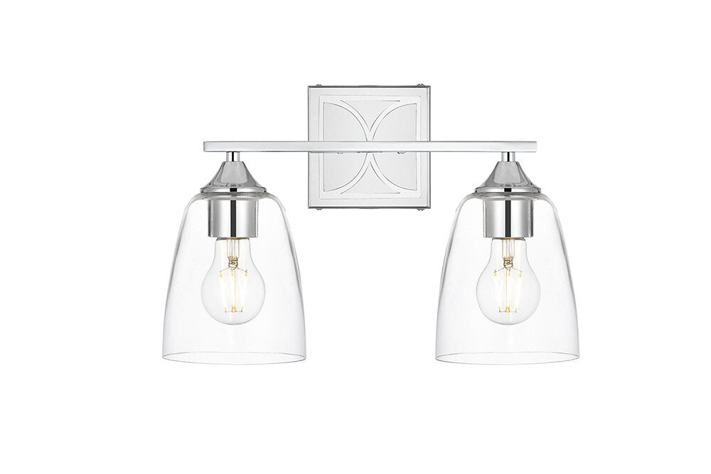Elegant Furniture & Lighting - Harris 2 light Chrome and Clear Bath Sconce - LD7309W15CH veiw 1