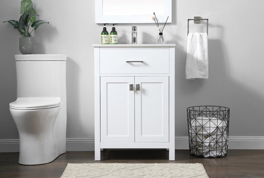 Elegant Furniture & Lighting - Harrison 24 Inch SIngle Bathroom Vanity In White - VF28824WH veiw 2