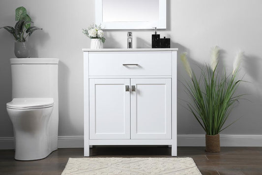 Elegant Furniture & Lighting - Harrison 30 Inch SIngle Bathroom Vanity In White - VF28830WH veiw 2
