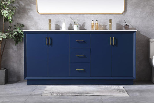 Elegant Furniture & Lighting - Hayes 72 Inch Double Bathroom Vanity In Blue - VF19672DBL veiw 2