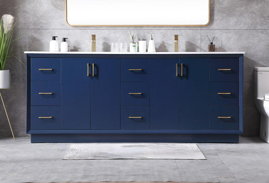Elegant Furniture & Lighting - Hayes 84 Inch Double Bathroom Vanity In Blue - VF19684DBL veiw 2