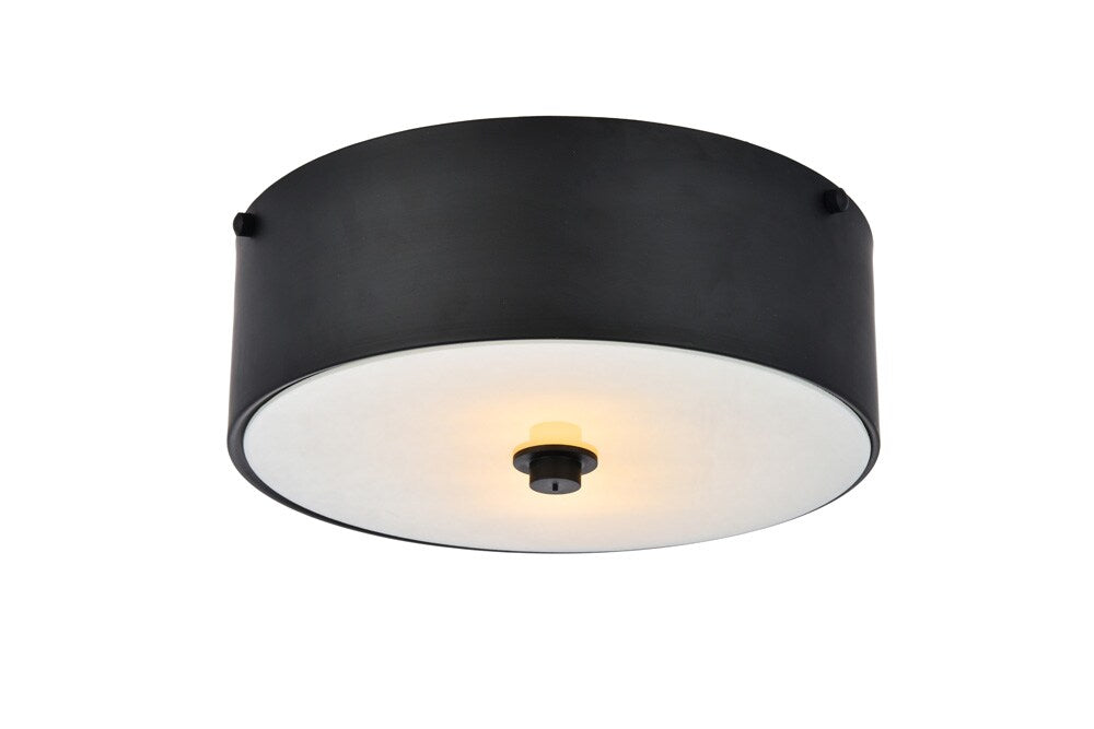 Elegant Furniture & Lighting - Hazen 2 light 12 inch Flat Black flush mount - LD6024 veiw 1