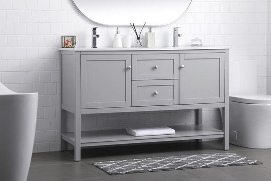 Elegant Furniture & Lighting - Heath 54 Inch Double Bathroom Vanity In Grey - VF22254DGR veiw 2